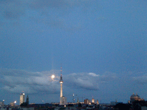 Moonrise by Fernsehturm (with Venus)
